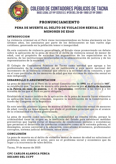 PRONUNCIAMIENTO DEL CCPT