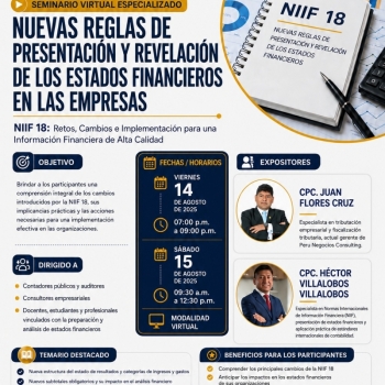 SEMINARIO VIRTUAL ESPECIALIZADO | NUEVAS REGLAS DE PRESENTACIÓN Y REVELACIÓN DE LOS ESTADOS FINANCIEROS