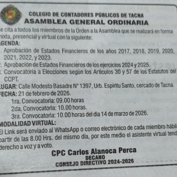 COMUNICADO OFICIAL – ASAMBLEA GENERAL ORDINARIA                                                                                                                                                                                                     